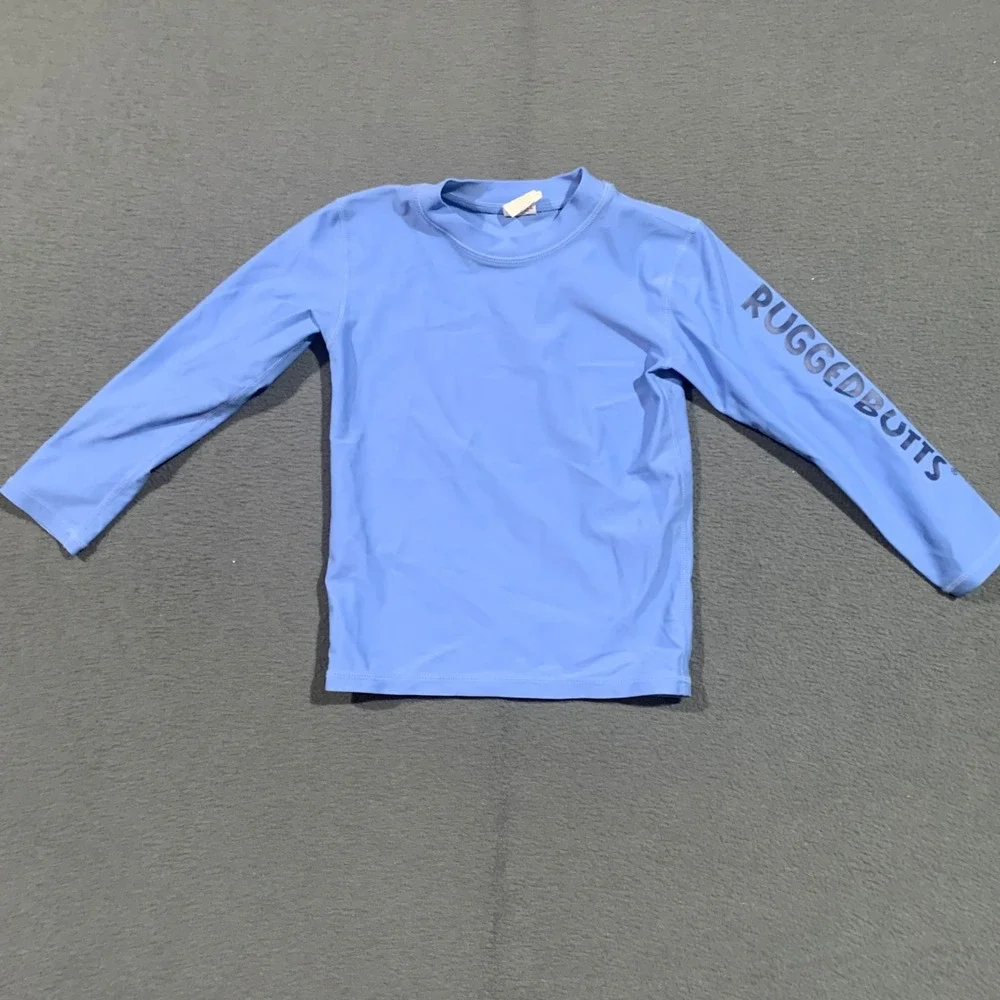 Rugged Butts Boys 3T Long Sleeve Rash‎ Guard Swim Shirt Blue UPF Sun Protection